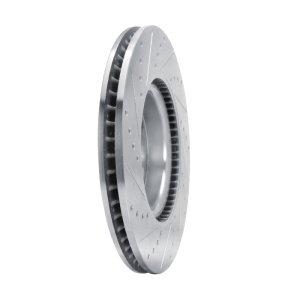 Ford Bronco Sport Brake Rotor (1) - Front Left - R1 Concepts - Drilled & Slotted - Silver - `20-`25